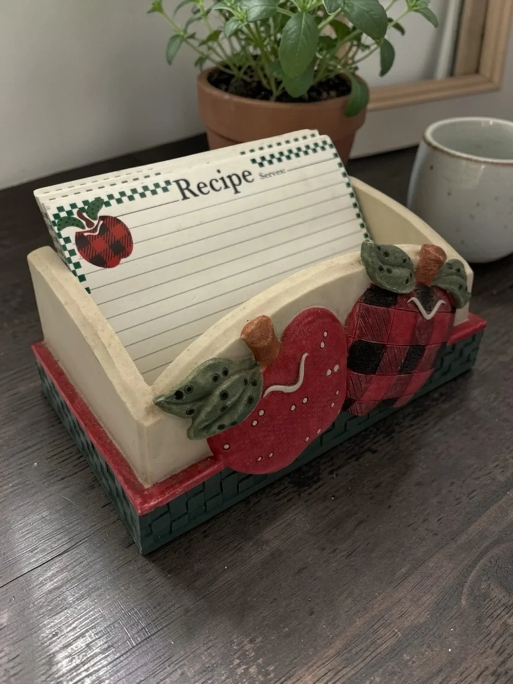 EUC Vintage Applejack Ingleman Designs Porcelain Recipe Card Box W/ Unused Cards